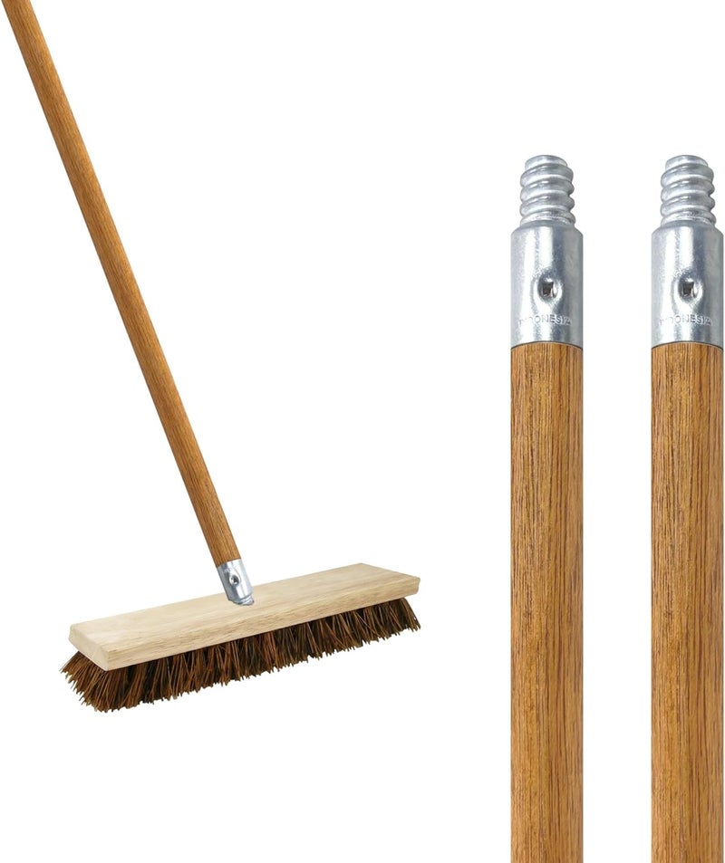 ILOT Commercial Products 48-inch Replacement Wood Broom Handle with Threaded Metal Tip and Lacquered for Floor Cleaning Sweeping in Home and Office (Pack of 2) - Image 1